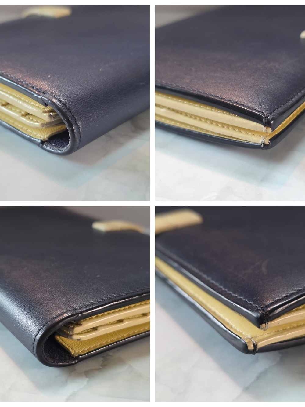 Celine Large Strap Continental Wallet Navy & Yellow + Entrupy COA - Picture 5 of 12